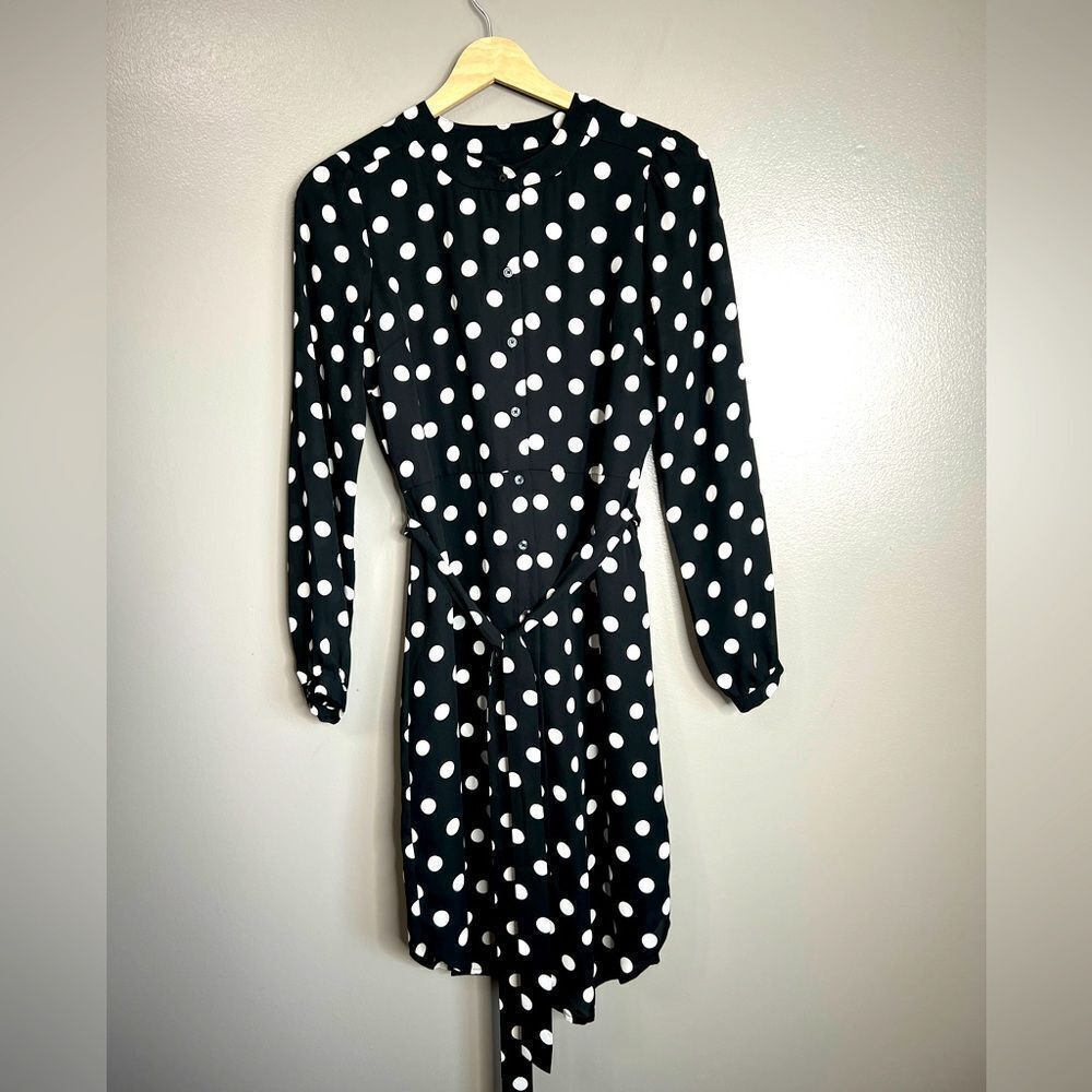Banana Republic Factory polka dot shirt‎ dress belted long sleeve office